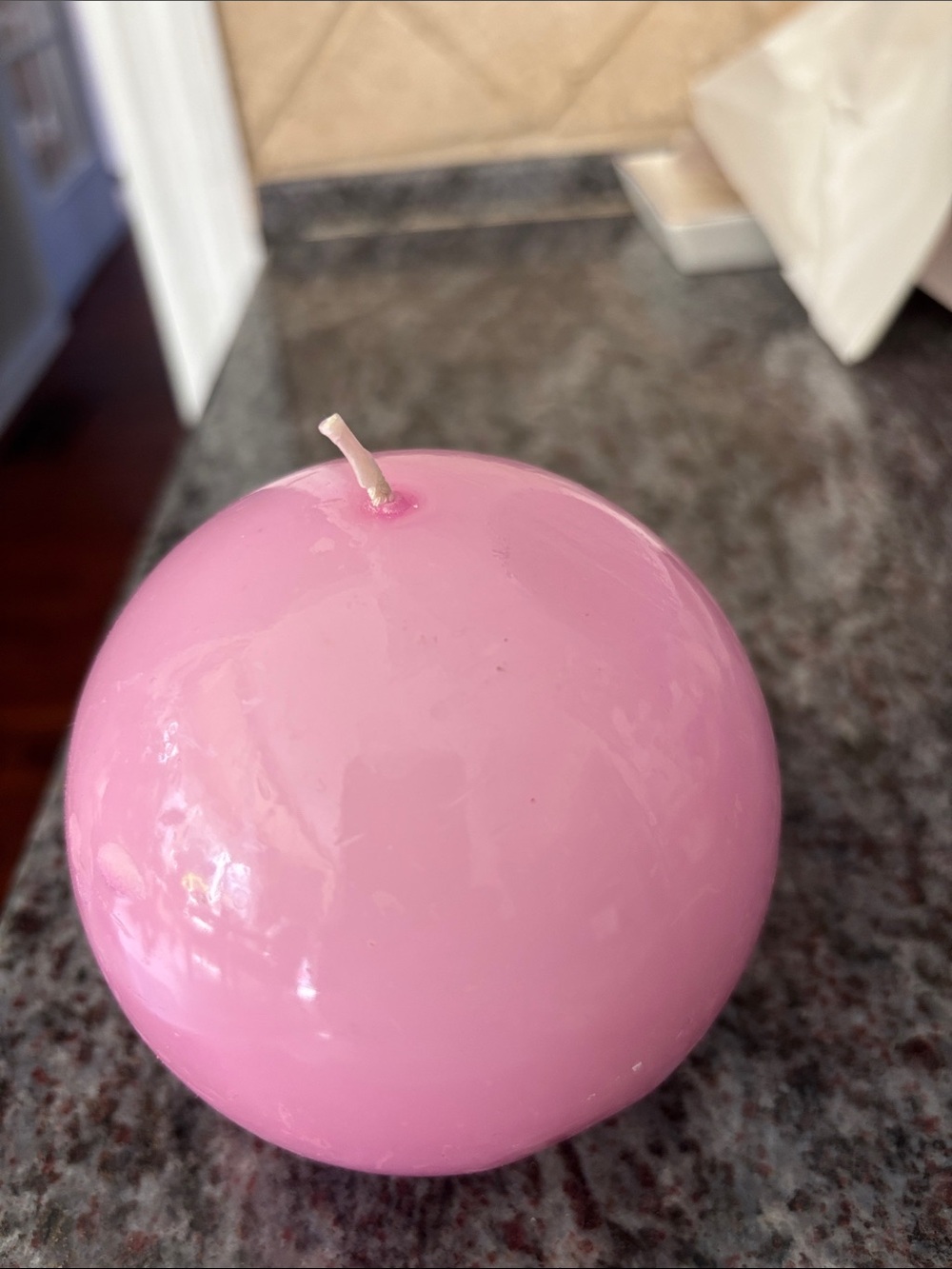 Anthropologie Glossy Pink Sphere Candle